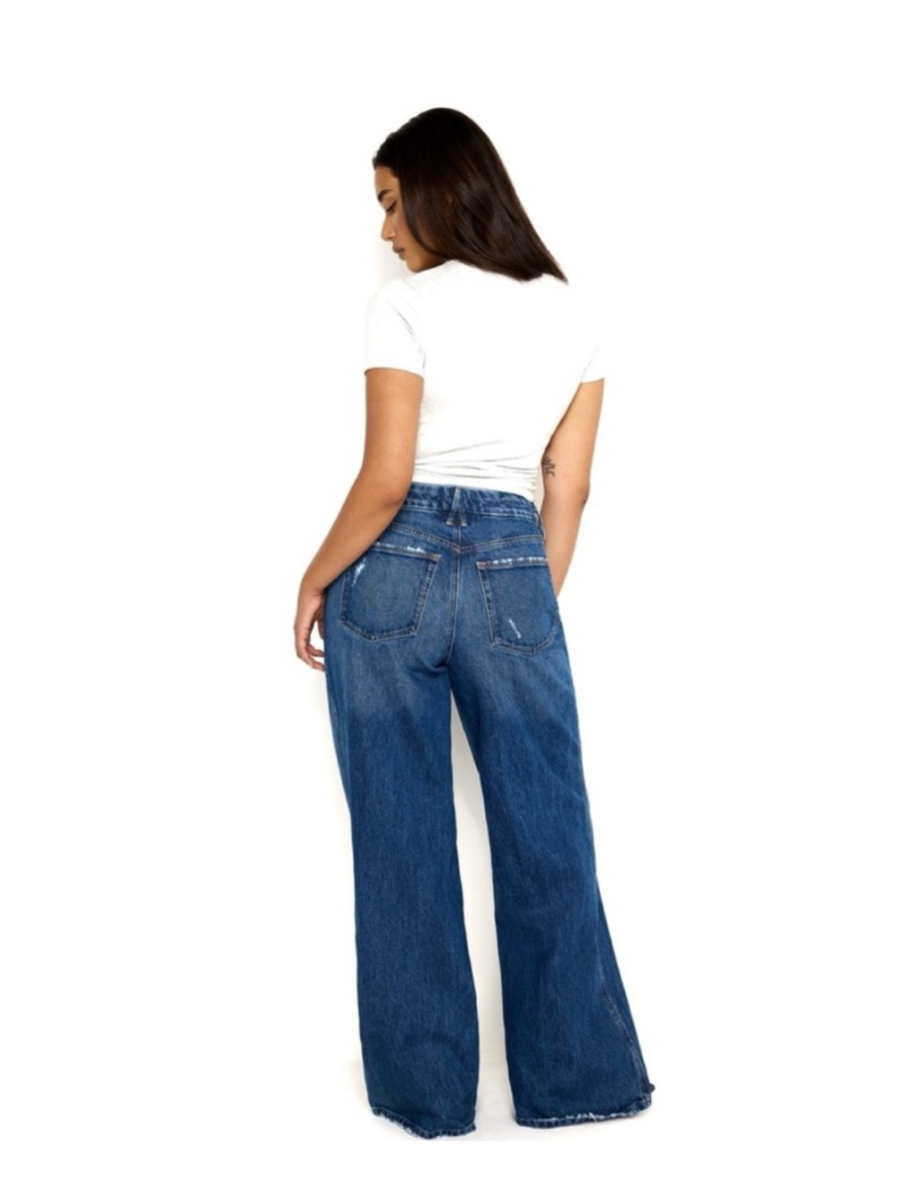 Good American Skater y2k Denim Flare Wide Leg Jeans size 28 Waist - Picture 2 of 2